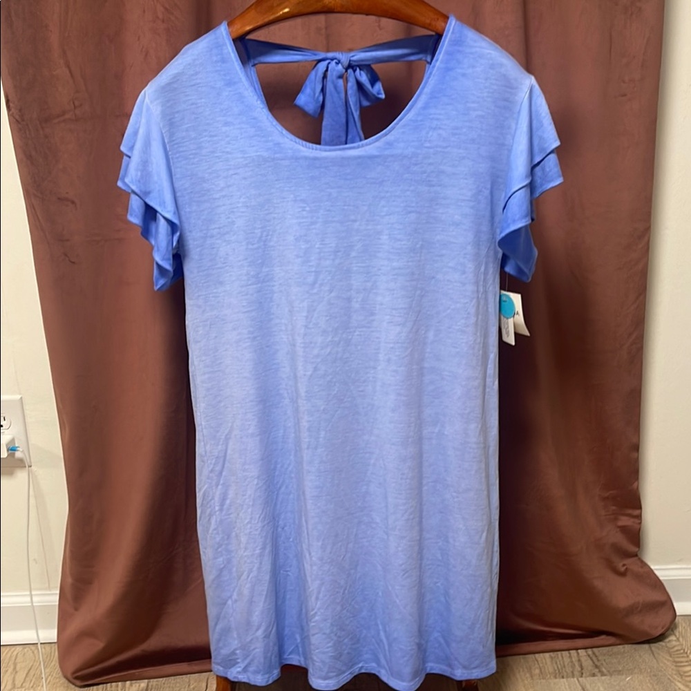 Arizona Women's Blue Ruffle Sleeve Dress sz S